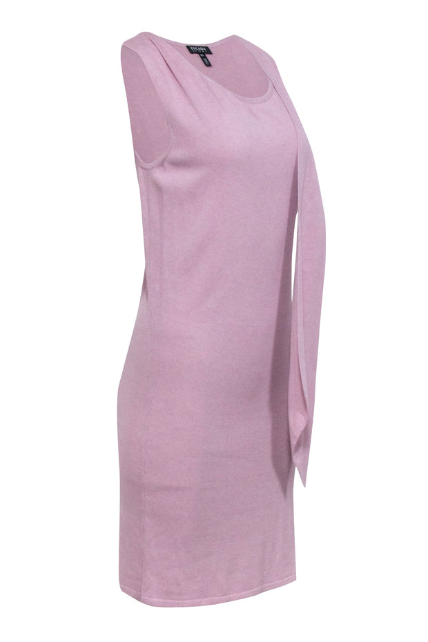 Current Boutique-Escada - Pink Sleeveless Midi Shift Dress w/ Attached Shoulder Scarf Sz XS