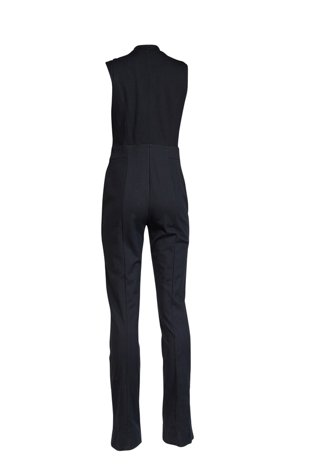 Current Boutique-Escada - Black Sleeveless Middle Pleat Jumpsuit Sz 10