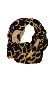Escada - Black & Cream Leopard Print Silk Scarf - Current Boutique