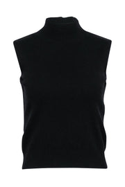 Current Boutique-Escada - Black Mock Neck Wool Blend Sleeveless Top Sz 4