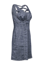 Current Boutique-Etcetera - Grey Chambray Corset-Style Sheath Dress Sz 8