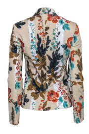 Current Boutique-Etro - Beige w/ Orange, Grey, & Teal Floral Print Blazer Sz 4