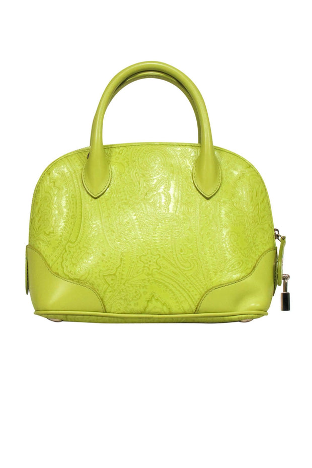Current Boutique-Etro - Lime Green Textured Bowler Handbag