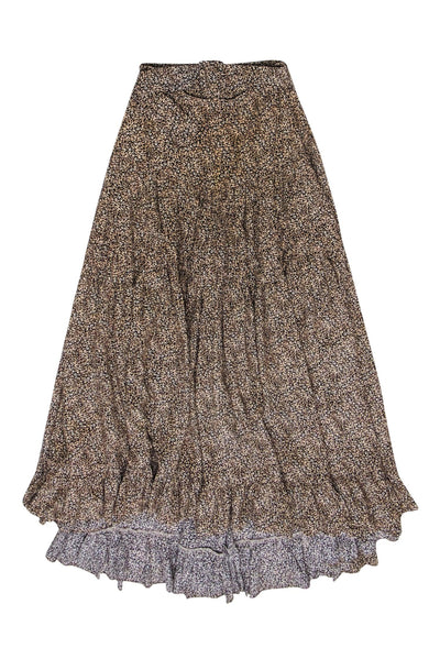 Current Boutique-Evarae - Beige & Black Speckled Print High-Low Maxi Skirt Sz XS