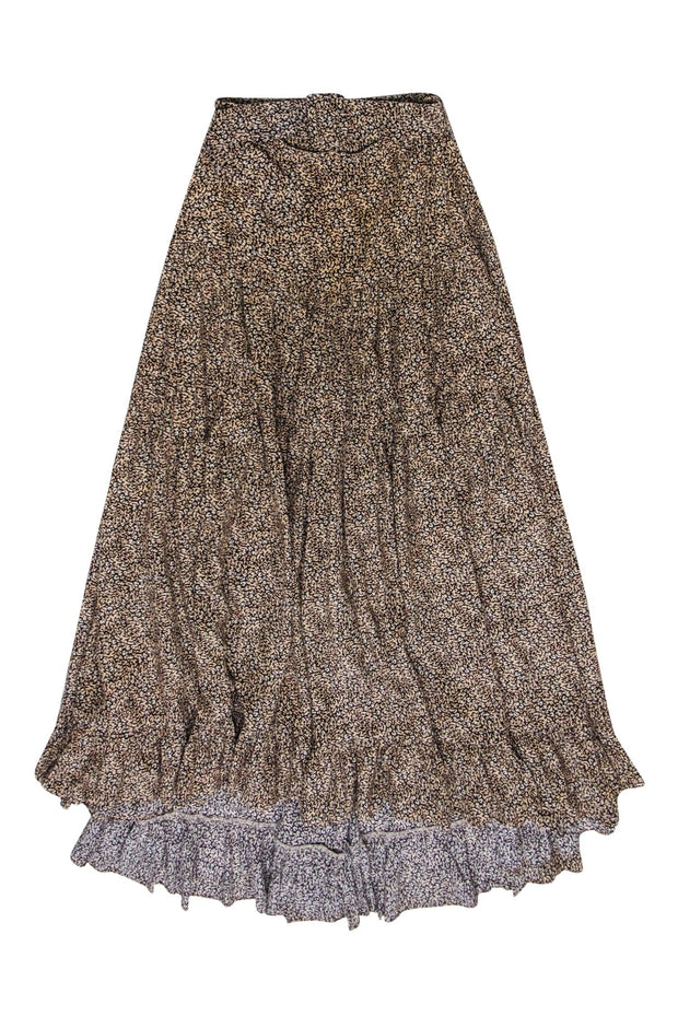 Current Boutique-Evarae - Beige & Black Speckled Print High-Low Maxi Skirt Sz XS
