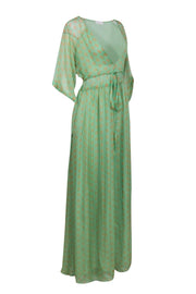 Current Boutique-Eywasouls Malibu - Mint Green w/ Orange Print Drawstring Dress Sz M