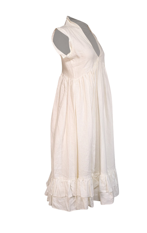 Facil Blanco - White 100% Linen Sleeveless "Masters of Linen" Dress Sz S - Current Boutique