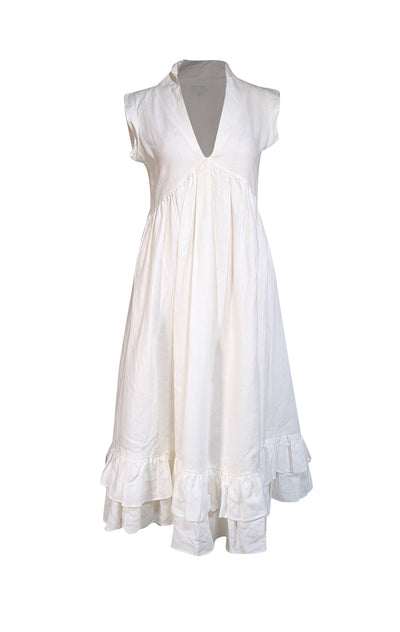 Facil Blanco - White 100% Linen Sleeveless "Masters of Linen" Dress Sz S - Current Boutique