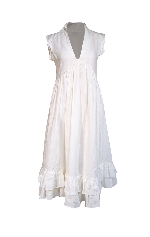 Facil Blanco - White 100% Linen Sleeveless "Masters of Linen" Dress Sz S - Current Boutique