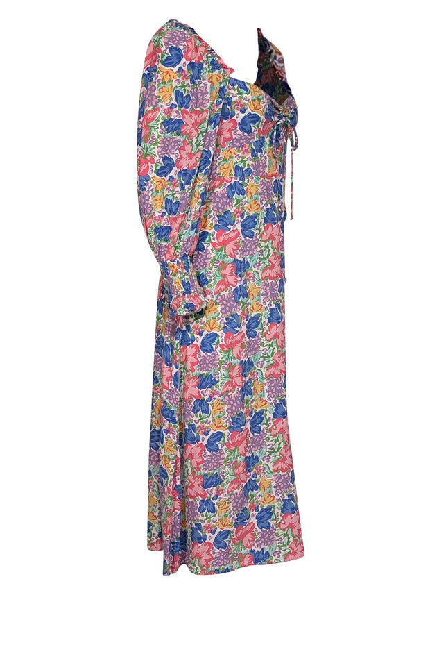 Current Boutique-Faithfull the Brand - White w/ Multicolor Floral Print Midi Dress Sz 4