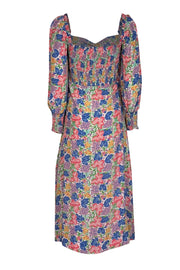 Current Boutique-Faithfull the Brand - White w/ Multicolor Floral Print Midi Dress Sz 4