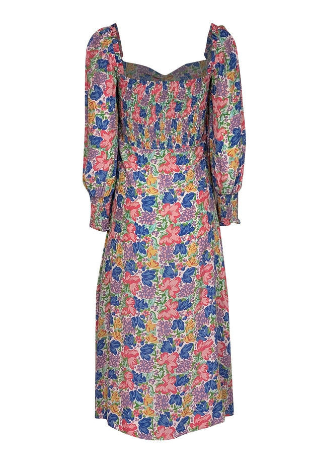 Current Boutique-Faithfull the Brand - White w/ Multicolor Floral Print Midi Dress Sz 4