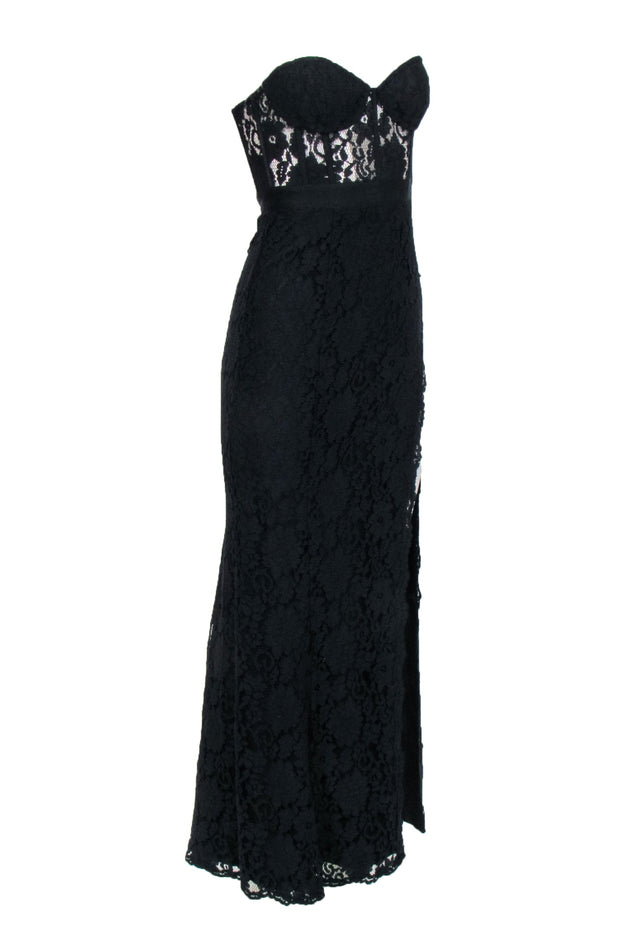 Current Boutique-Fame and Partners - Black Strapless Lace Dress Sz S