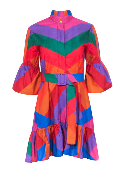 Current Boutique-Farm - Rainbow Striped Belted Mini Dress Sz S