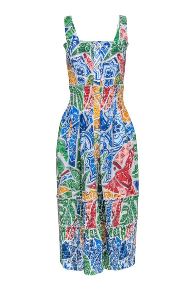 Current Boutique-Farm - Green, Blue, Red, & Yellow Print Smocked Maxi Dress Sz S