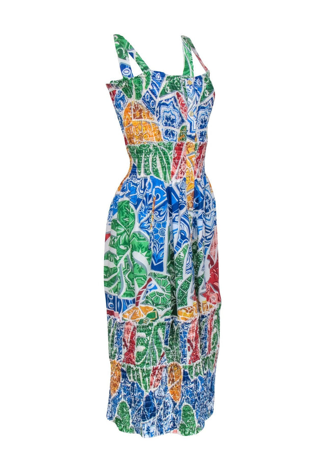 Current Boutique-Farm - Green, Blue, Red, & Yellow Print Smocked Maxi Dress Sz S