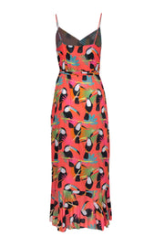 Current Boutique-Farm - Pink & Blue Toucan Print Sleeveless Wrap Dress Sz S