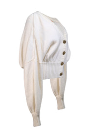 Farm Rio- Ivory V-Neckline Gold Button Cardigan Sz XL - Current Boutique