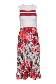 Current Boutique-Farm Rio - Ivory Crochet Bodice w/ Red Floral Bottom Dress Sz M