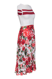 Current Boutique-Farm Rio - Ivory Crochet Bodice w/ Red Floral Bottom Dress Sz M