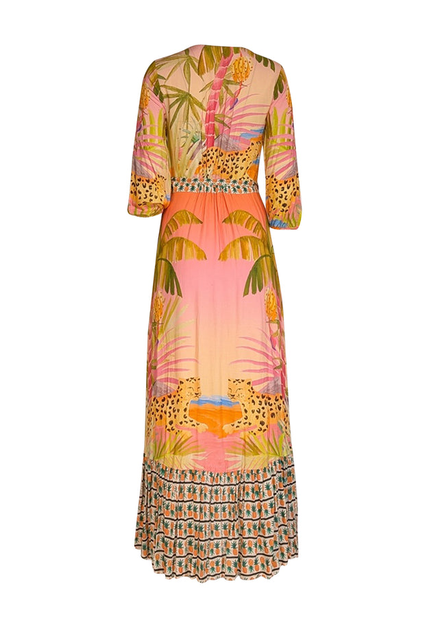 Current Boutique-Farm Rio - Pink & Multicolor Floral Wrap Dress Sz S