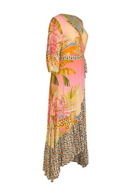 Current Boutique-Farm Rio - Pink & Multicolor Floral Wrap Dress Sz S