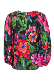 Current Boutique-Farm - Black w/ Multi Color Floral Print Blouse Sz S