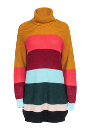 Current Boutique-Farm - Multicolor Metallic Bold Stripe Turtleneck Sweater Dress Sz XS