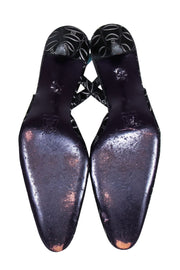 Current Boutique-Fendi - Black w/ Silver Logo Print Slingback Pumps Sz 7.5