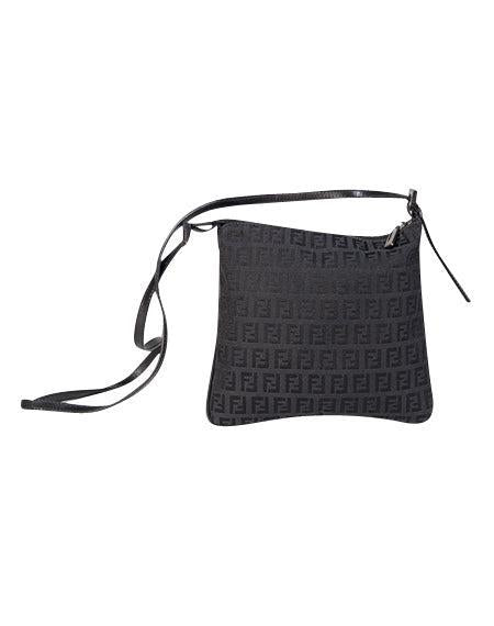 Current Boutique-Fendi - Black Monogram Zucchino Canvas Crossbody Bag