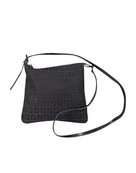 Current Boutique-Fendi - Black Monogram Zucchino Canvas Crossbody Bag