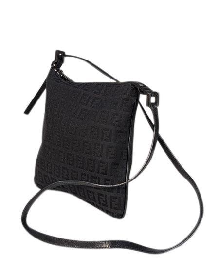 Current Boutique-Fendi - Black Monogram Zucchino Canvas Crossbody Bag