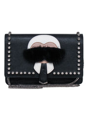 Current Boutique-Fendi - Black Saffiano Leather Studded "Karlito" Bag