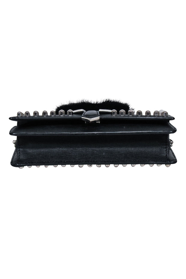 Current Boutique-Fendi - Black Saffiano Leather Studded "Karlito" Bag