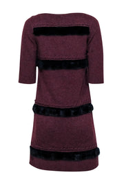Current Boutique-Fendi - Maroon Cashmere Sweater Dress w/ Fur Front Detail Sz 4