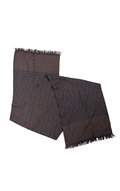 Fendi - Brown & Black Monogram Wool Scarf - Current Boutique