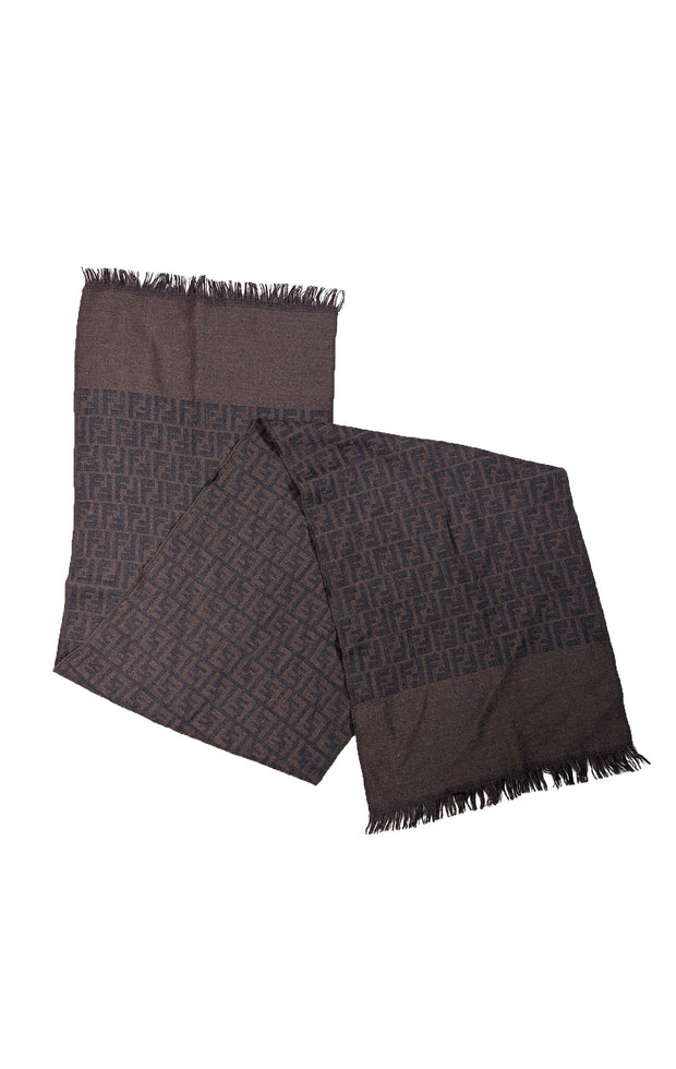 Fendi - Brown & Black Monogram Wool Scarf - Current Boutique
