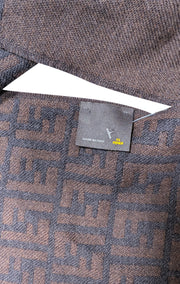 Fendi - Brown & Black Monogram Wool Scarf - Current Boutique