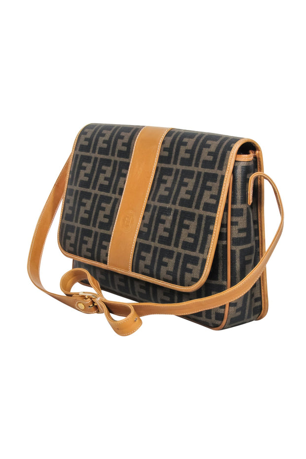 Current Boutique-Fendi - Brown Monogram Vintage Messenger Shoulder Bag