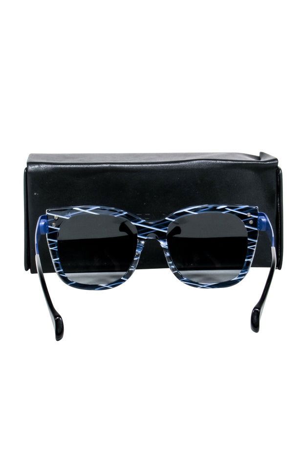 Current Boutique-Fendi - Blue & White Print Square Sunglasses