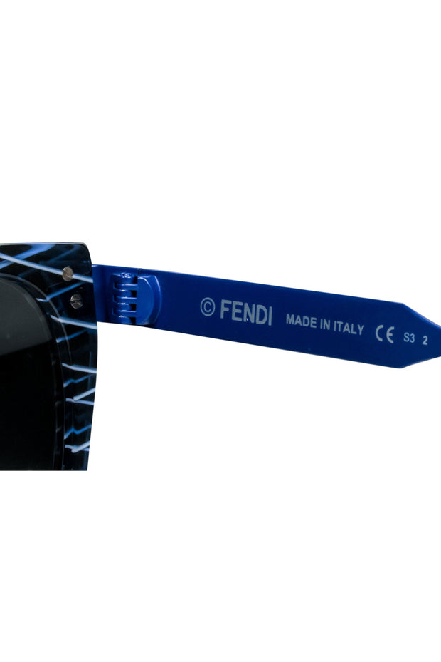 Current Boutique-Fendi - Blue & White Print Square Sunglasses