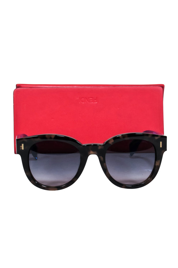 Current Boutique-Fendi - Brown Tortoise Frames w/Iridescent Blue Leg Sunglasses