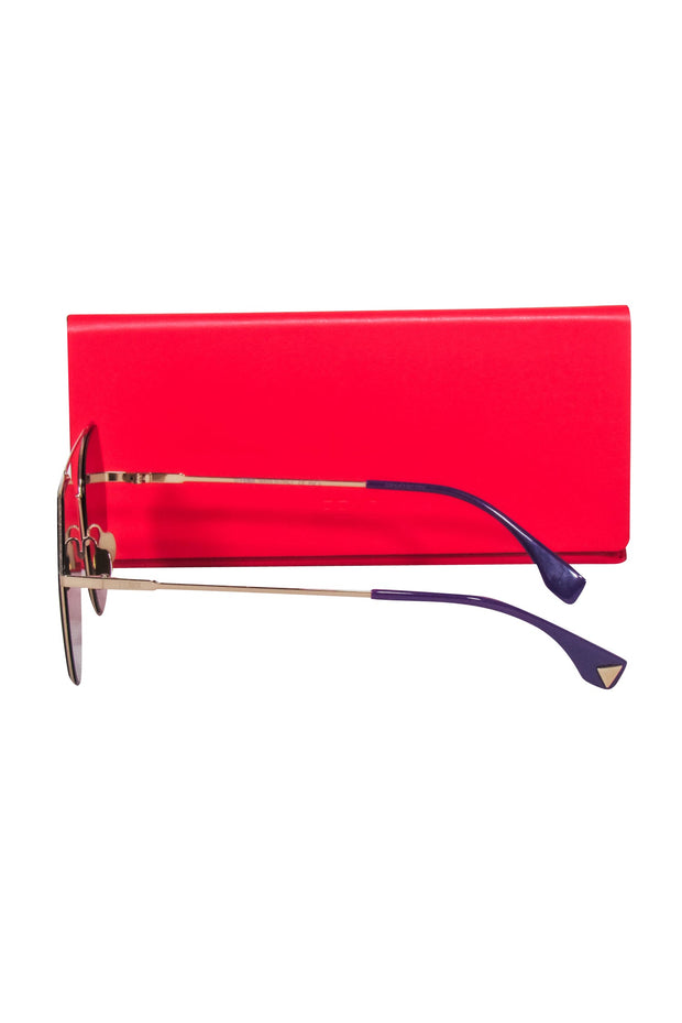 Current Boutique-Fendi - Gold Frame w/ Gold F Printed Lens Sunglasses