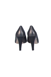 Current Boutique-Ferragamo - Pewter Leather Rounded Toe Pumps Sz 8.5