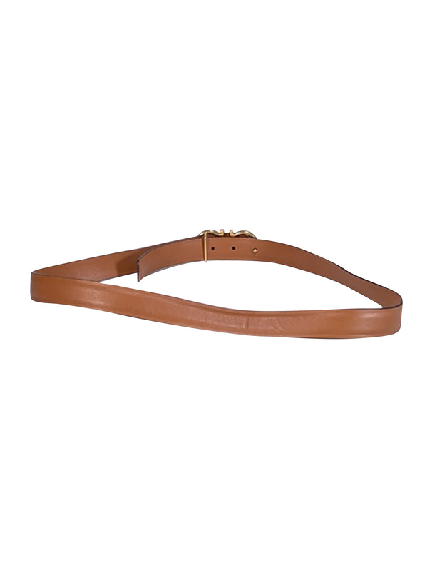 Ferragamo - Tan Leather Logo Belt Sz  M - Current Boutique