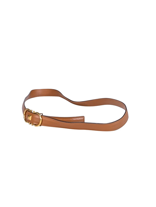 Ferragamo - Tan Leather Logo Belt Sz  M - Current Boutique