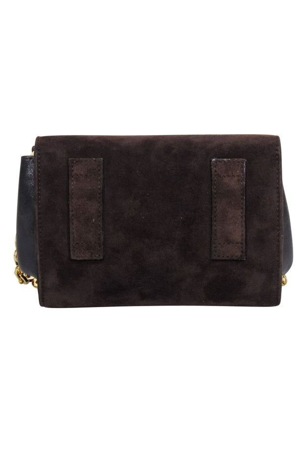 Current Boutique-Ferragamo - Brown Suede Mini Bag w/ Gold Chain Strap