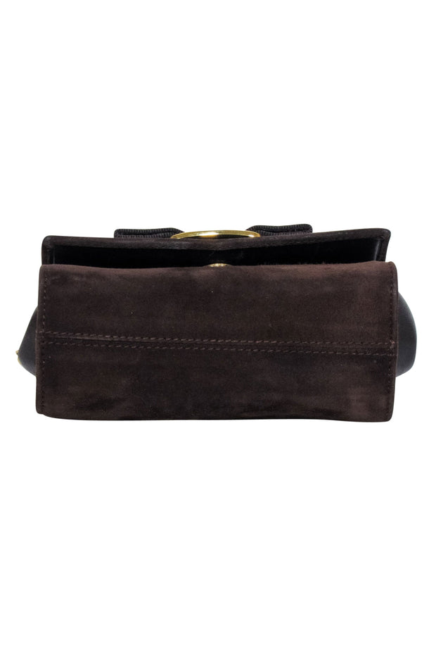 Current Boutique-Ferragamo - Brown Suede Mini Bag w/ Gold Chain Strap