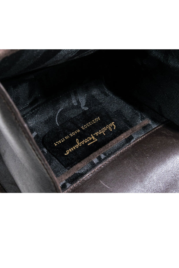 Current Boutique-Ferragamo - Brown Suede Mini Bag w/ Gold Chain Strap
