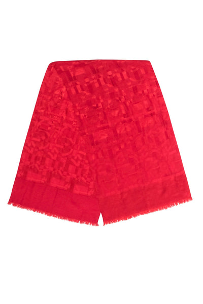 Current Boutique-Ferragamo - Red Logo Print Scarf